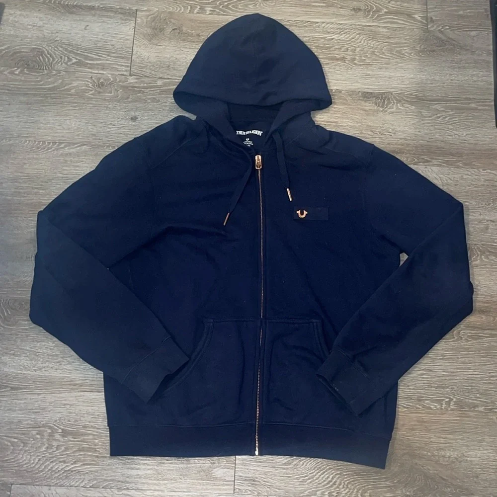 TRUE RELIGION Mens Navy Zip up Hoodie Jacket. Size xxxl